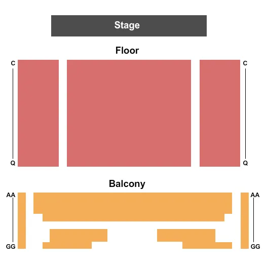 SCERA CENTER SHOWHOUSE II END STAGE Seating Map Seating Chart
