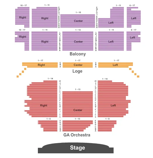 END STAGE GA ORCH Seating Map Seating Chart