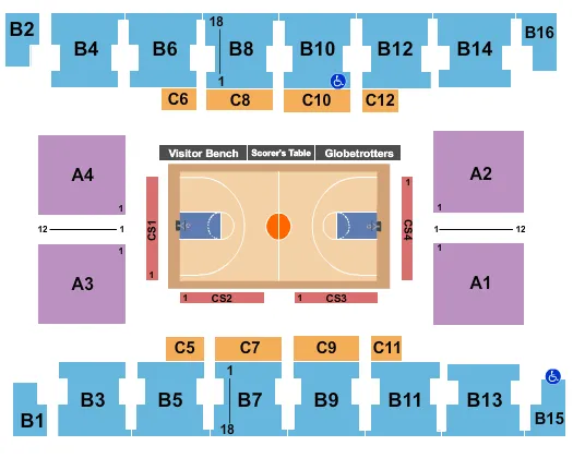 BASKETBALL GLOBETROTTERS Seating Map Seating Chart