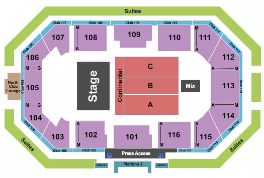 ENDSTAGE CONTINENTAL Seating Map Seating Chart