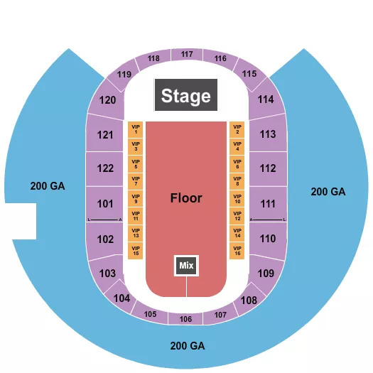 ENDSTAGE 200GA FLOOR VIP Seating Map Seating Chart