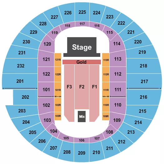 ENDSTAGE GOLD FRONT 2 Seating Map Seating Chart