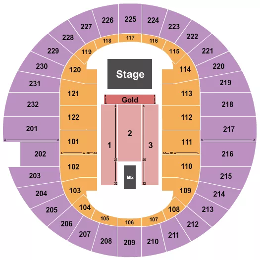 ENDSTAGE GOLD FRONT 4 Seating Map Seating Chart