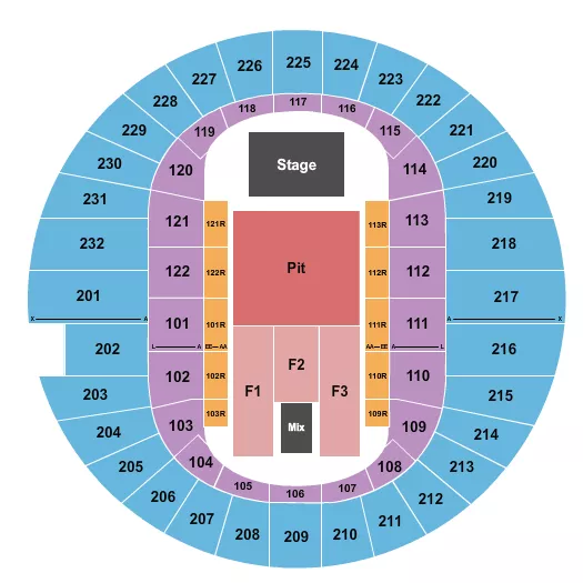 ENDSTAGE PIT W RISERS Seating Map Seating Chart