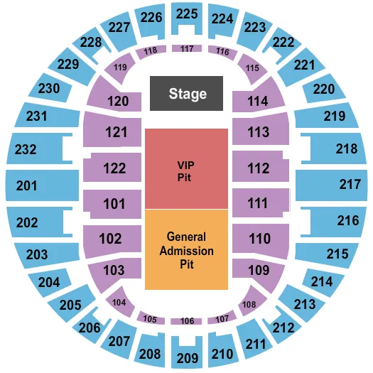 ENDSTAGE VIP GA PIT Seating Map Seating Chart