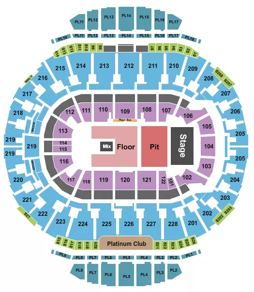 BRUCE SPRINGSTEEN ROW Seating Map Seating Chart