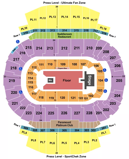 BRYAN ADAMS Seating Map Seating Chart