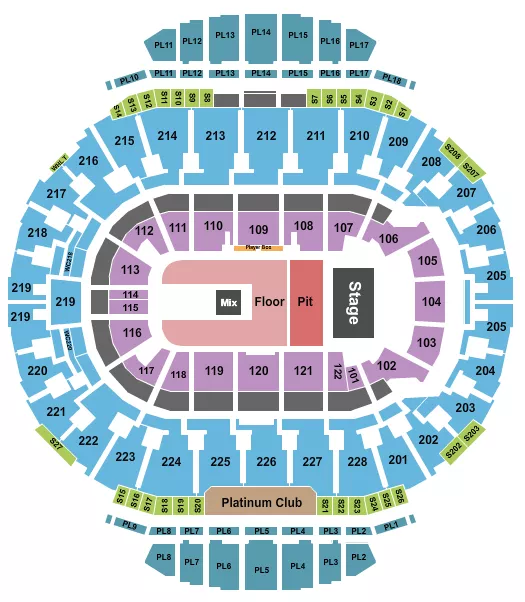 ENDSTAGE FLR PIT 2 ROW Seating Map Seating Chart