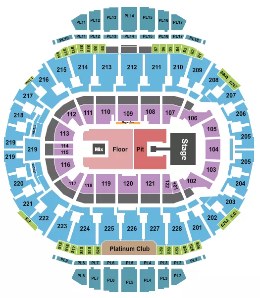 ENDSTAGE FLR PIT WITH CATWALK ROW Seating Map Seating Chart