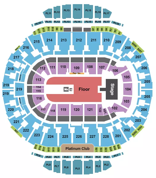 ENDSTAGE GA FLR CATWALK 3 ROW Seating Map Seating Chart