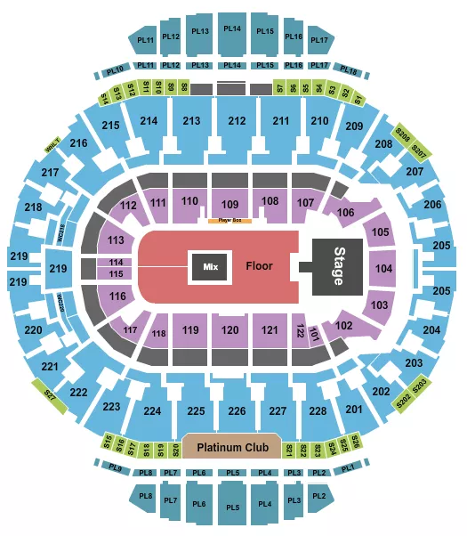 ENDSTAGE GA FLR CATWALK 1 ROW Seating Map Seating Chart