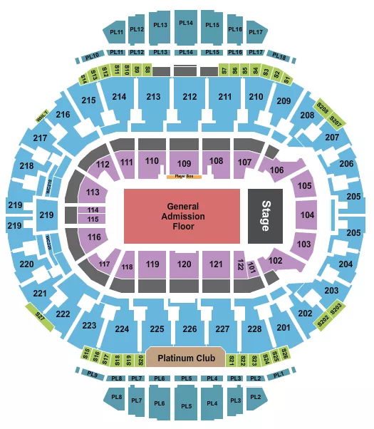 ENDSTAGE GA FLR 1 ROW Seating Map Seating Chart