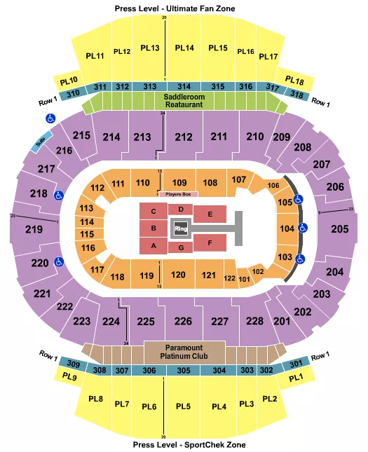 WWE 1 Seating Map Seating Chart