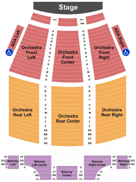 SCOTTISH RITE CATHEDRAL WEST READING END STAGE Seating Map Seating Chart