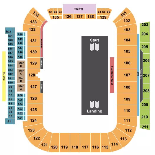 NITRO CIRCUS Seating Map Seating Chart