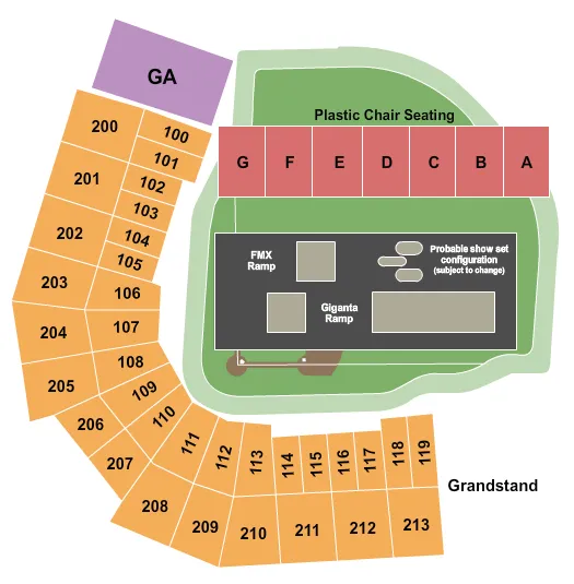 NITRO CIRCUS Seating Map Seating Chart