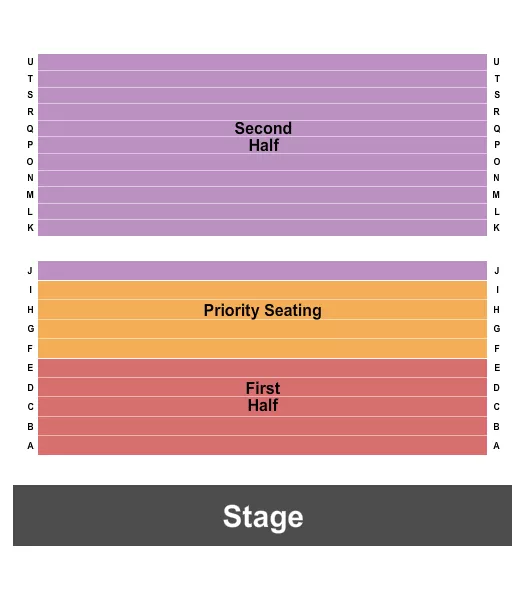 ENDSTAGE NO TABLES Seating Map Seating Chart