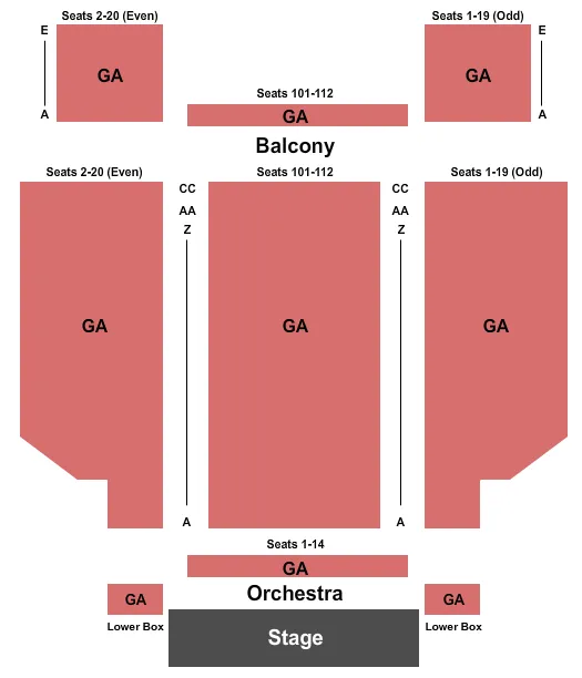 GENERAL ADMISSION Seating Map Seating Chart