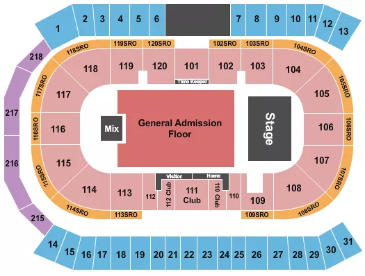 ENDSTAGE GA FLOOR Seating Map Seating Chart