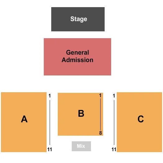 SNOQUALMIE CASINO BALLROOM ENDSTAGE GA Seating Map Seating Chart