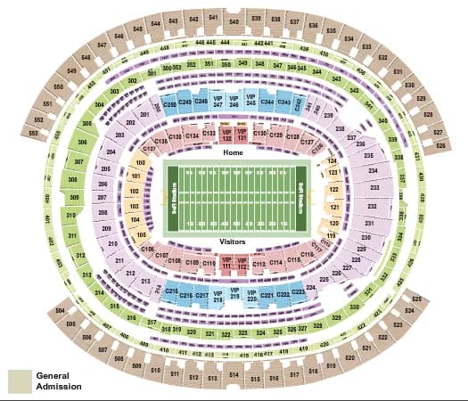 FOOTBALL ROWS Seating Map Seating Chart
