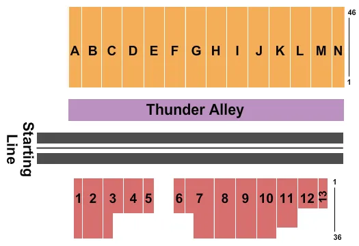 NHRA Seating Map Seating Chart