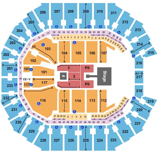 ENDSTAGE GA PIT W CATWALK Seating Map Seating Chart