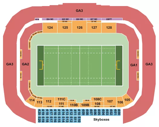 RUGBY GA NUMBERED Seating Map Seating Chart