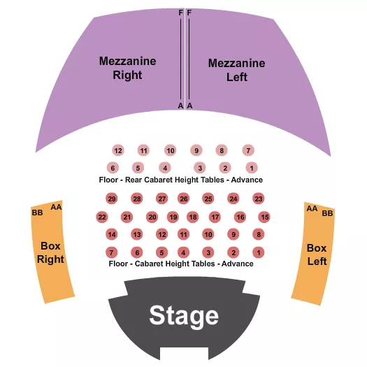ENDSTAGE CABARET Seating Map Seating Chart