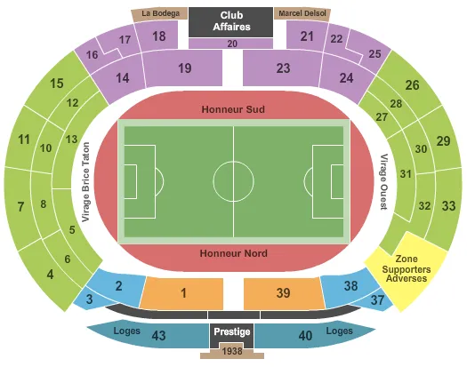 STADIUM MUNICIPAL TOULOUSE SOCCER Seating Map Seating Chart