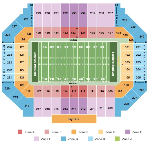 FOOTBALL ZONE Seating Map Seating Chart