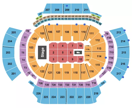 STATE FARM ARENA GA ENDSTAGE FLR 1 12 NO 11 Seating Map Seating Chart