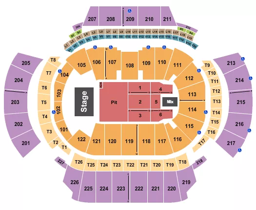 STATE FARM ARENA GA ENDSTAGE GA PIT 3 Seating Map Seating Chart
