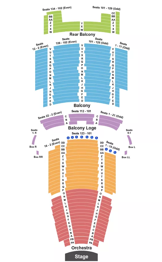 STATE THEATRE NEW JERSEY ENDSTAGE 2 Seating Map Seating Chart