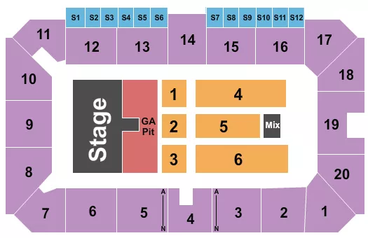 THREE DAYS GRACE Seating Map Seating Chart