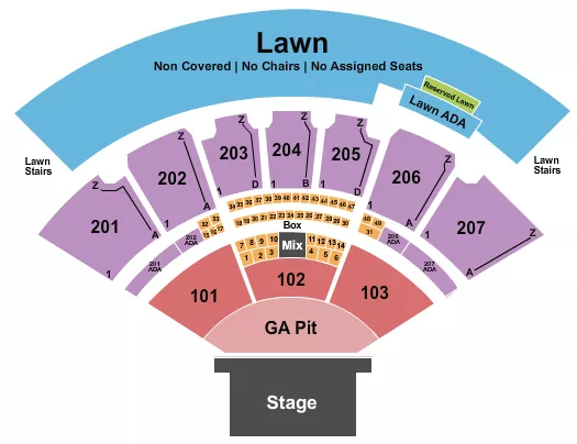 CASCADES AMPHITHEATER WA ENDSTAGE GA PIT Seating Map Seating Chart