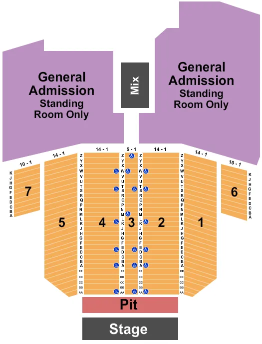 SUNSET AMPHITHEATRE SUNSET STATION NV BILLY CURRINGTON Seating Map Seating Chart
