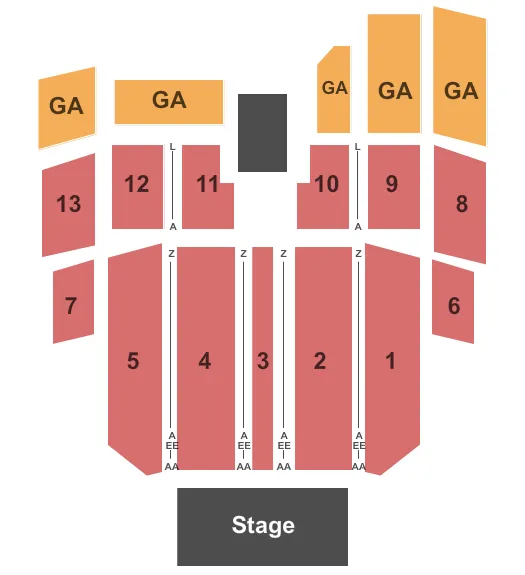 SUNSET AMPHITHEATRE SUNSET STATION NV END STAGE Seating Map Seating Chart