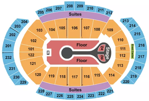 T MOBILE CENTER ENDSTAGE PIT A B Seating Map Seating Chart