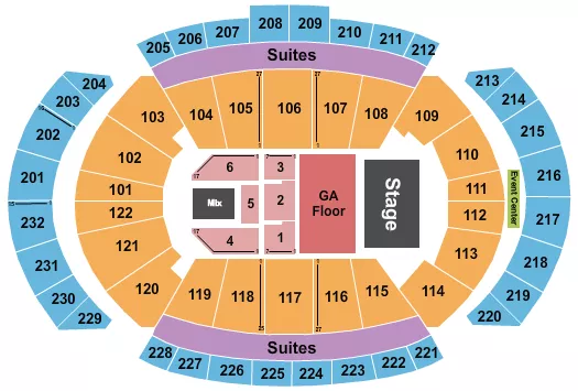 T MOBILE CENTER ENDSTAGE GA FLOOR 2 Seating Map Seating Chart