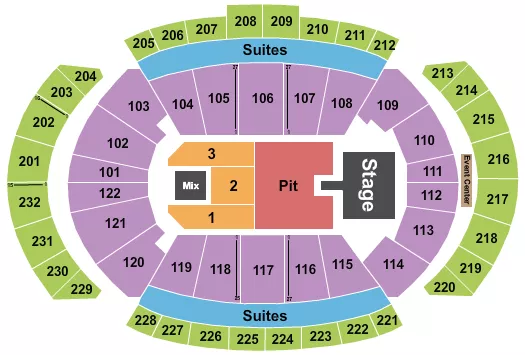 T MOBILE CENTER ENDSTAGE GA PIT W CATWALK Seating Map Seating Chart