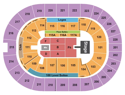 ENDSTAGE PIT W CATWALK Seating Map Seating Chart