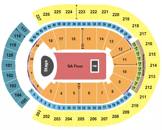 T MOBILE ARENA ENDSTAGE GA 2 Seating Map Seating Chart
