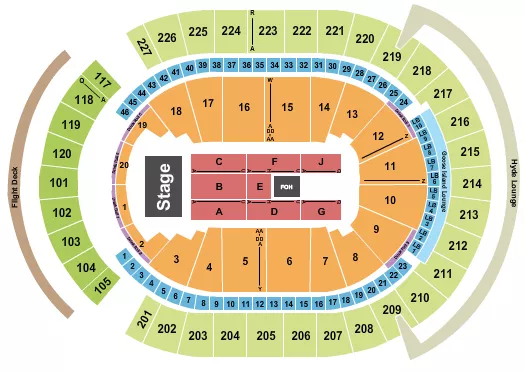 T MOBILE ARENA ENDSTAGE 2 Seating Map Seating Chart