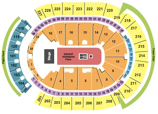 T MOBILE ARENA ENDSTAGE GA FLOOR Seating Map Seating Chart