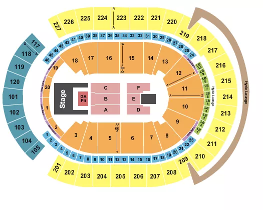 T MOBILE ARENA ENDSTAGE GA PIT 2 Seating Map Seating Chart