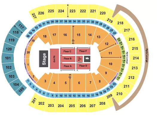 T MOBILE ARENA ENDSTAGE GA PIT Seating Map Seating Chart