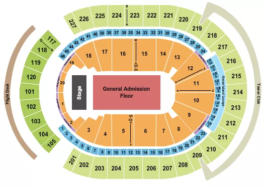 T MOBILE ARENA ENDSTAGE GA Seating Map Seating Chart