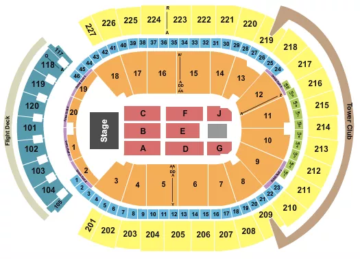 T MOBILE ARENA END STAGE Seating Map Seating Chart