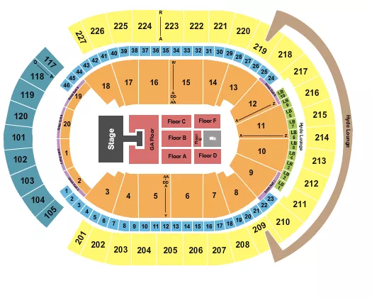 T MOBILE ARENA ENDSTAGE GA PIT W CATWALK Seating Map Seating Chart